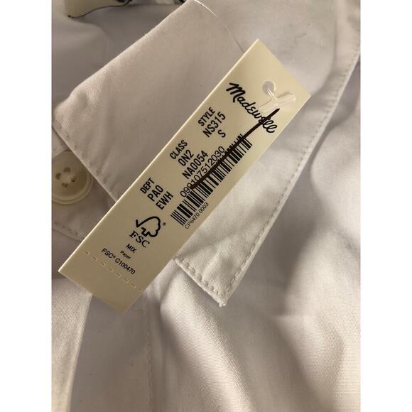 Madewell Easy Y Neck Button Up Shirt White NWT S - Picture 4 of 8